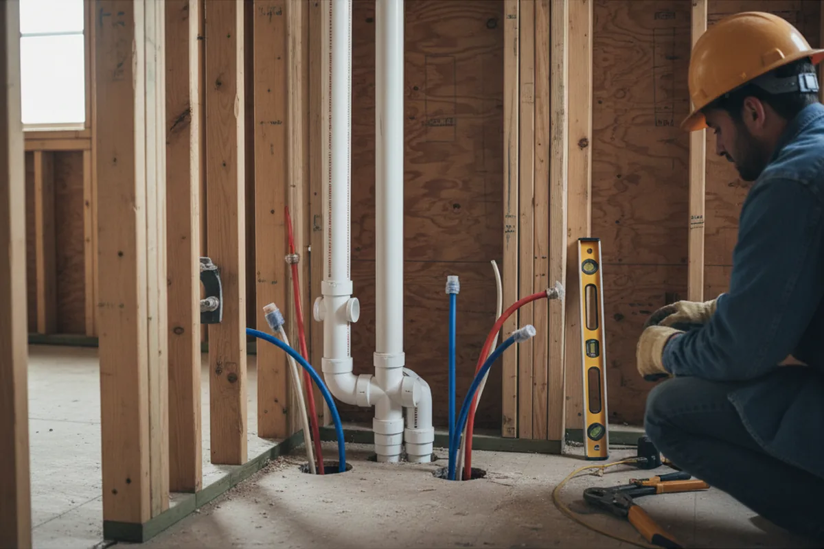 Drain and supply rough-in during Garbage Disposal Repair in Troy